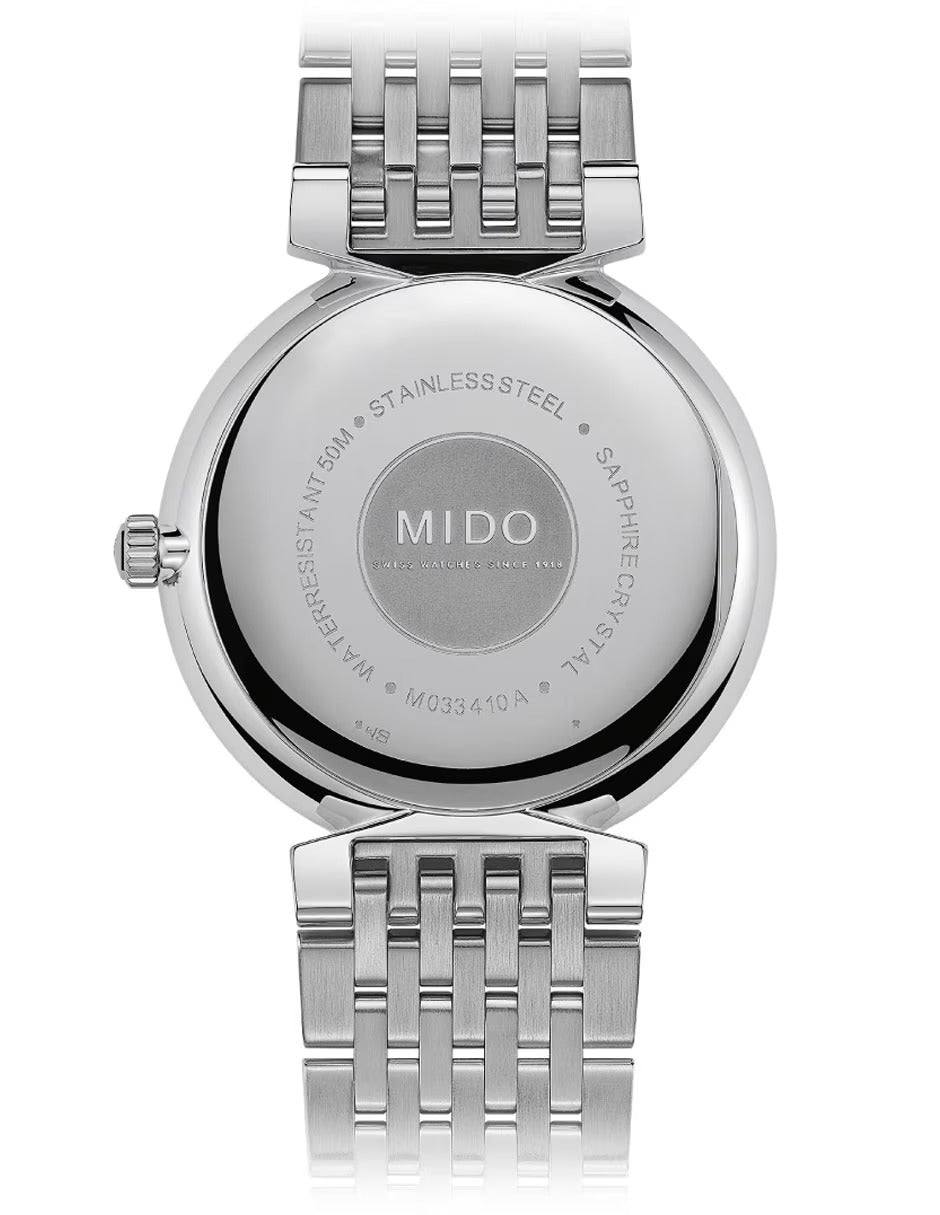 Mido Línea Dorada Carátula Gris — Caballero