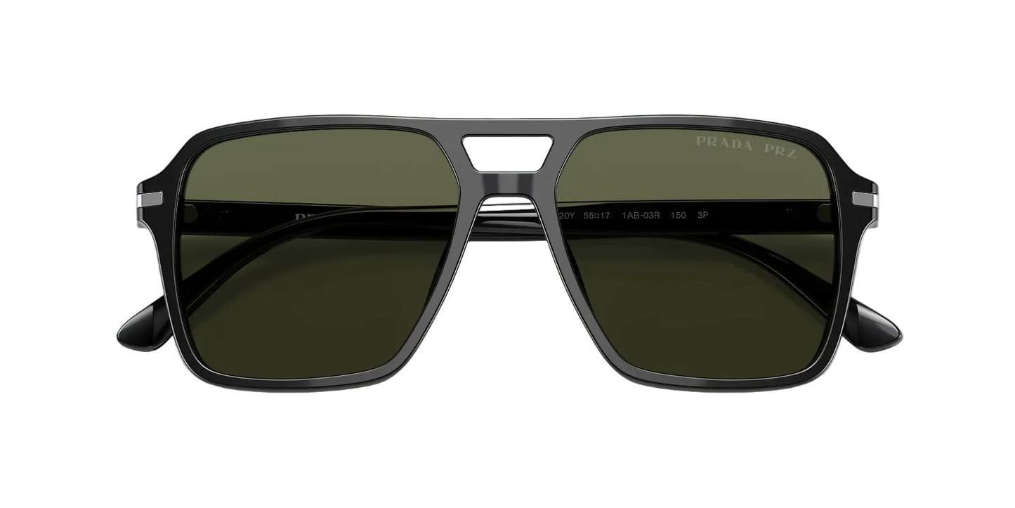 Prada Lentes de Sol, Marco Negro, Cristal Gris Oscuro — Caballero