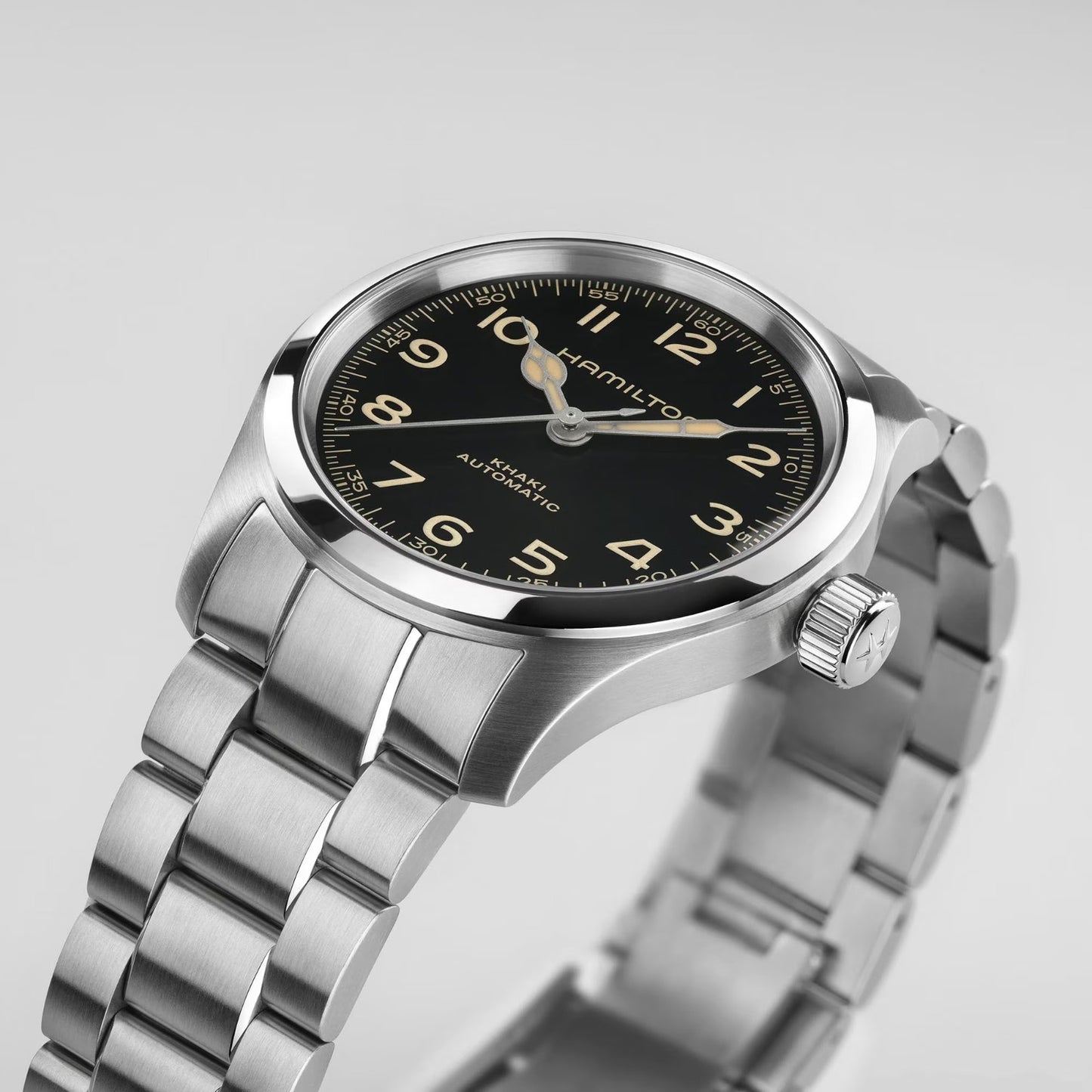 Hamilton Khaki Field Murph, Día-Fecha Central, Extensible Acero — Caballero