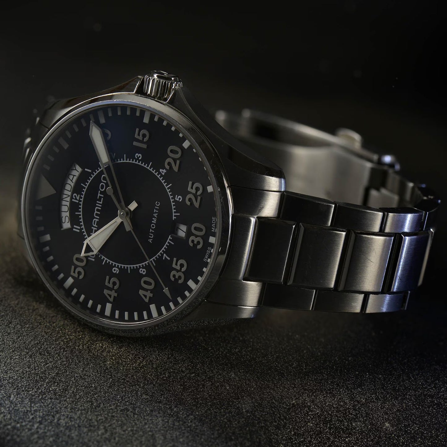 Hamilton Khaki Aviation Pilot Day Date Auto, Carátula Negra — Caballero