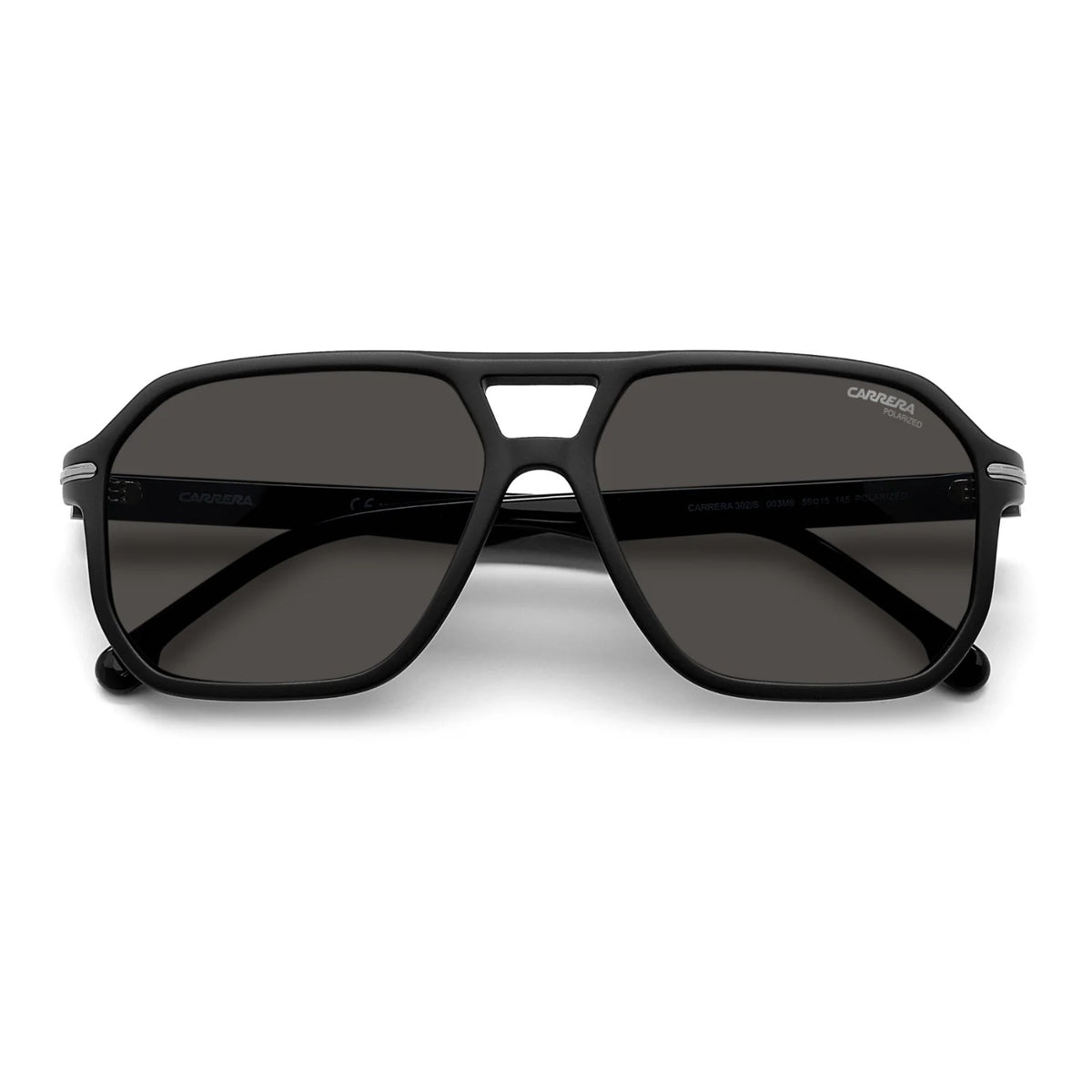 Carrera Aviador Negro Mate, Lente Gris Polarizado — Caballero