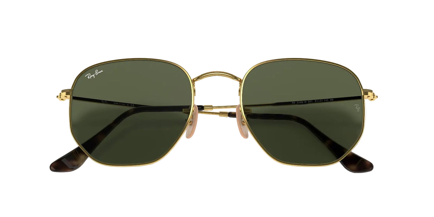 Ray-Ban Hexagonal Flat, Marco Dorado, Cristal Verde — Unisex