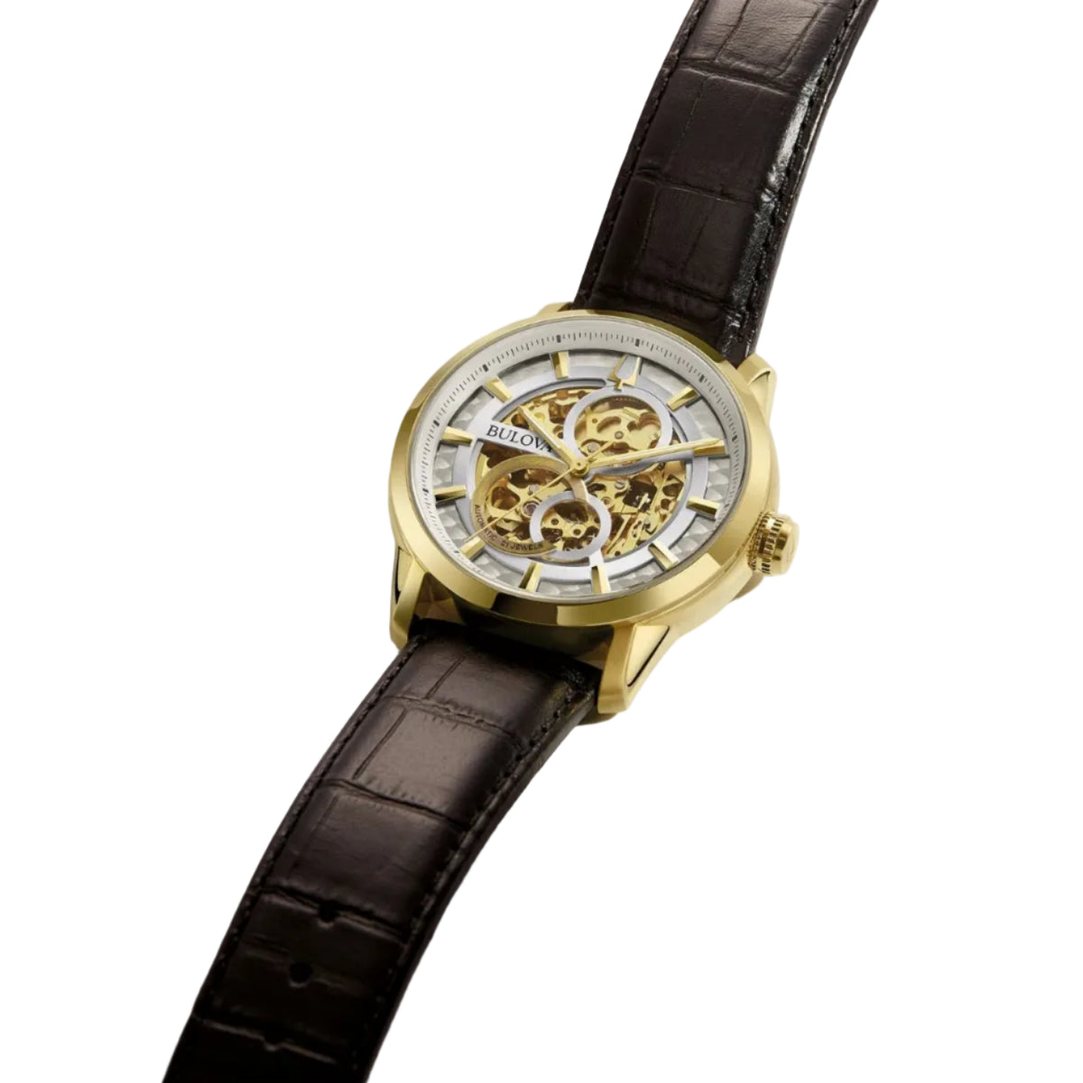 Bulova Sutton Automático, Esqueletada PVD Dorado — Caballero