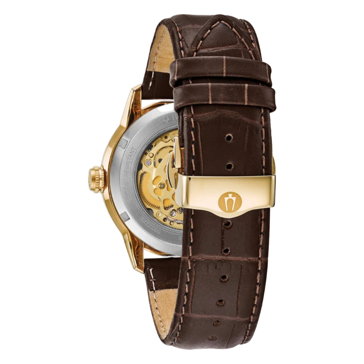 Bulova Sutton Automático, Esqueletada PVD Dorado — Caballero