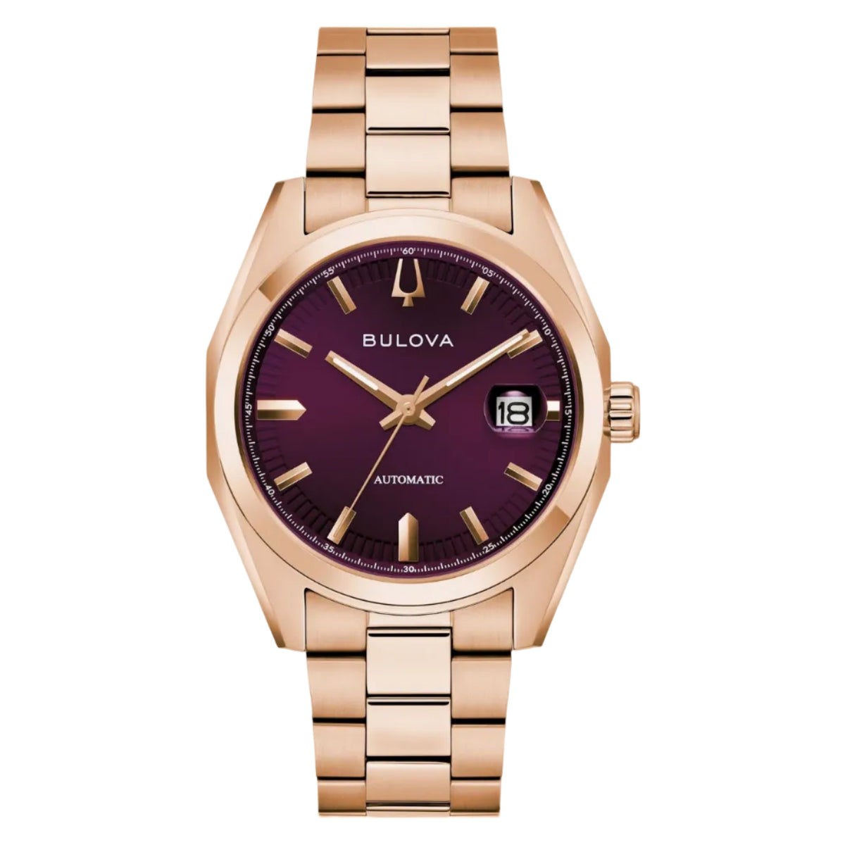 Bulova Surveyor Automático PVD Rosa, Carátula Púrpura — Caballero