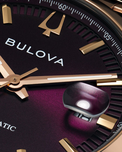 Bulova Surveyor Automático PVD Rosa, Carátula Púrpura — Caballero