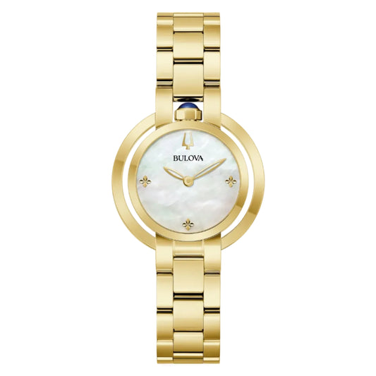 Bulova Rubaiyat Madre Perla, PVD Dorado — Caballero