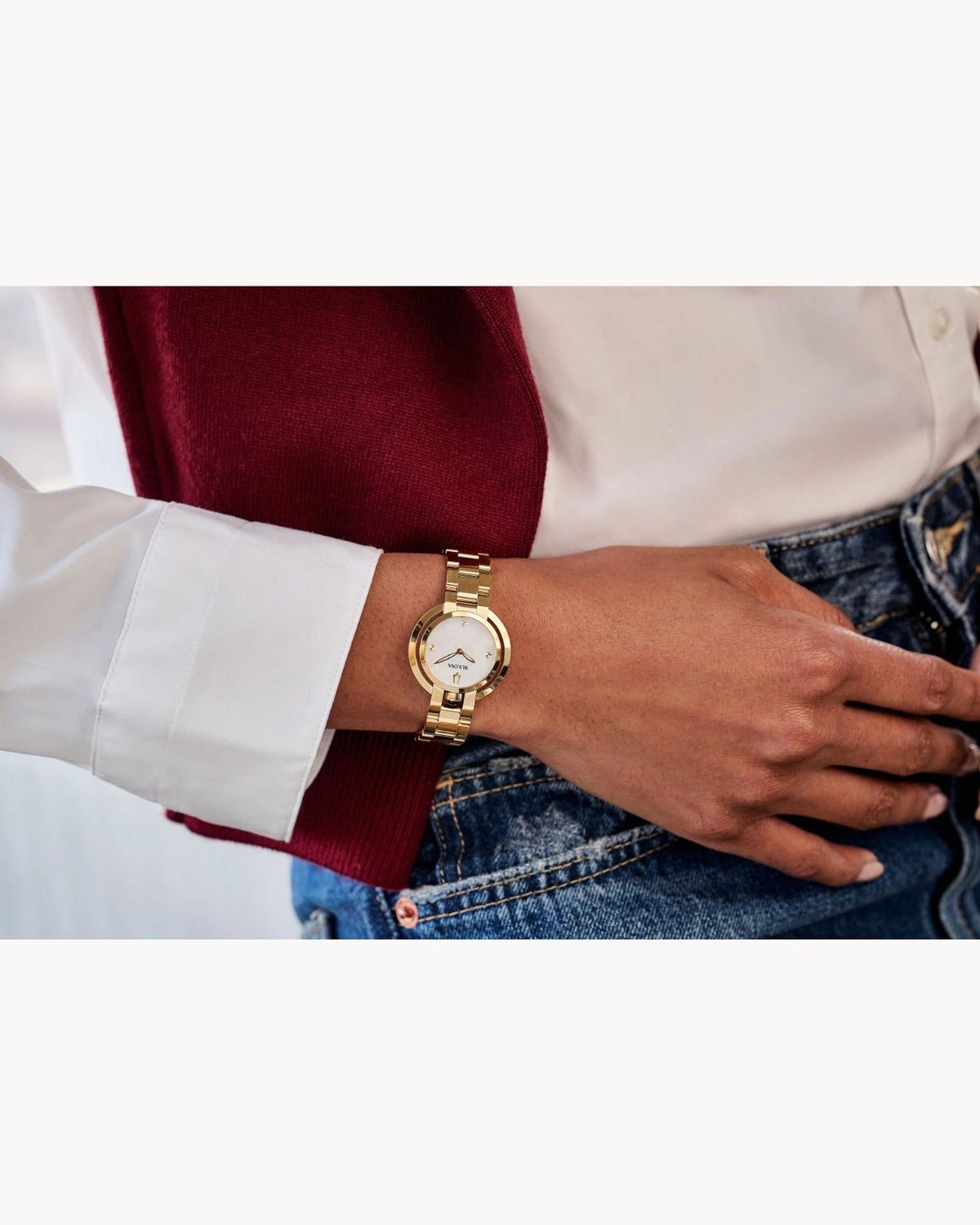 Bulova Rubaiyat Madre Perla, PVD Dorado — Caballero
