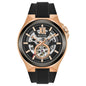 Bulova Máquina Esqueletada Negra, PVD Rosa — Caballero