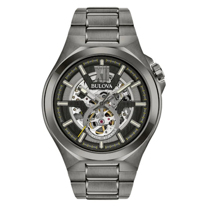 Bulova Máquina Esqueletada Negra, PVD Gris — Caballero