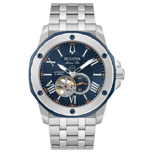Bulova Marine Star Azul Guilloche, Automático — Caballero