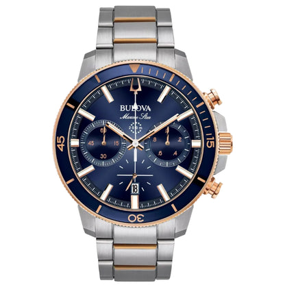 Bulova Marine Star Cronógrafo, PVD Rosa, Carátula Azul — Caballero