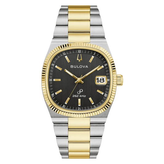Bulova Super Seville PVD Dorado, Carátula Negra — Dama