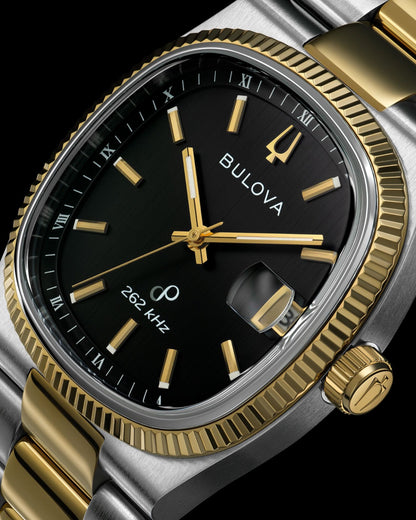 Bulova Super Seville PVD Dorado, Carátula Negra — Dama