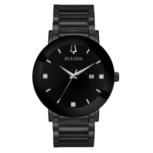 Bulova Modern PVD Negro, Diamantes — Caballero