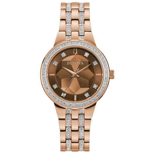 Bulova Phantom PVD Rosa, Cristales Montados a Mano — Dama