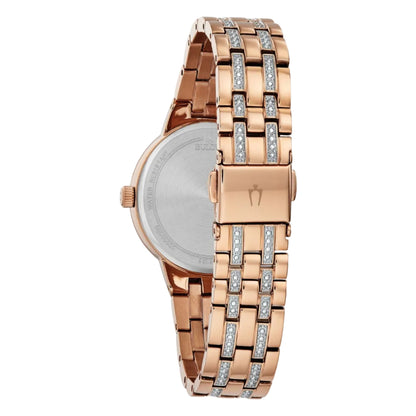 Bulova Phantom PVD Rosa, Cristales Montados a Mano — Dama