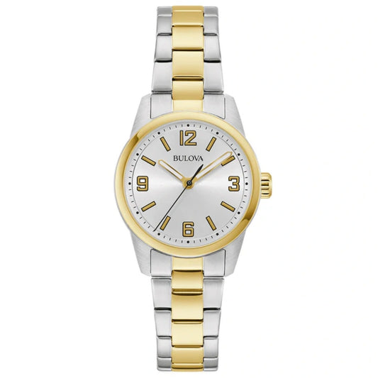 Bulova Corporate Bicolor PVD Dorado, Caratula Plata — Dama