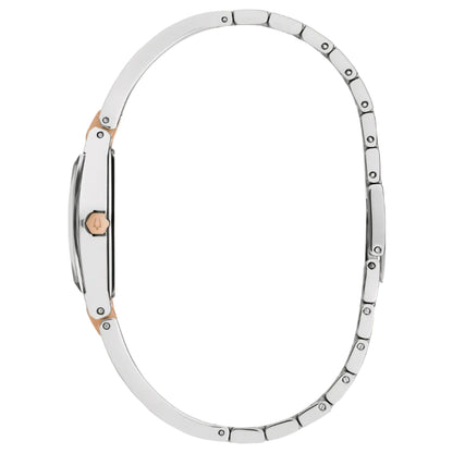 Bulova Gemini PVD Rosa, Caratula Negra con Diamantes — Dama
