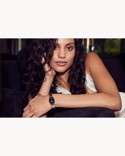 Bulova Gemini PVD Rosa, Caratula Negra con Diamantes — Dama