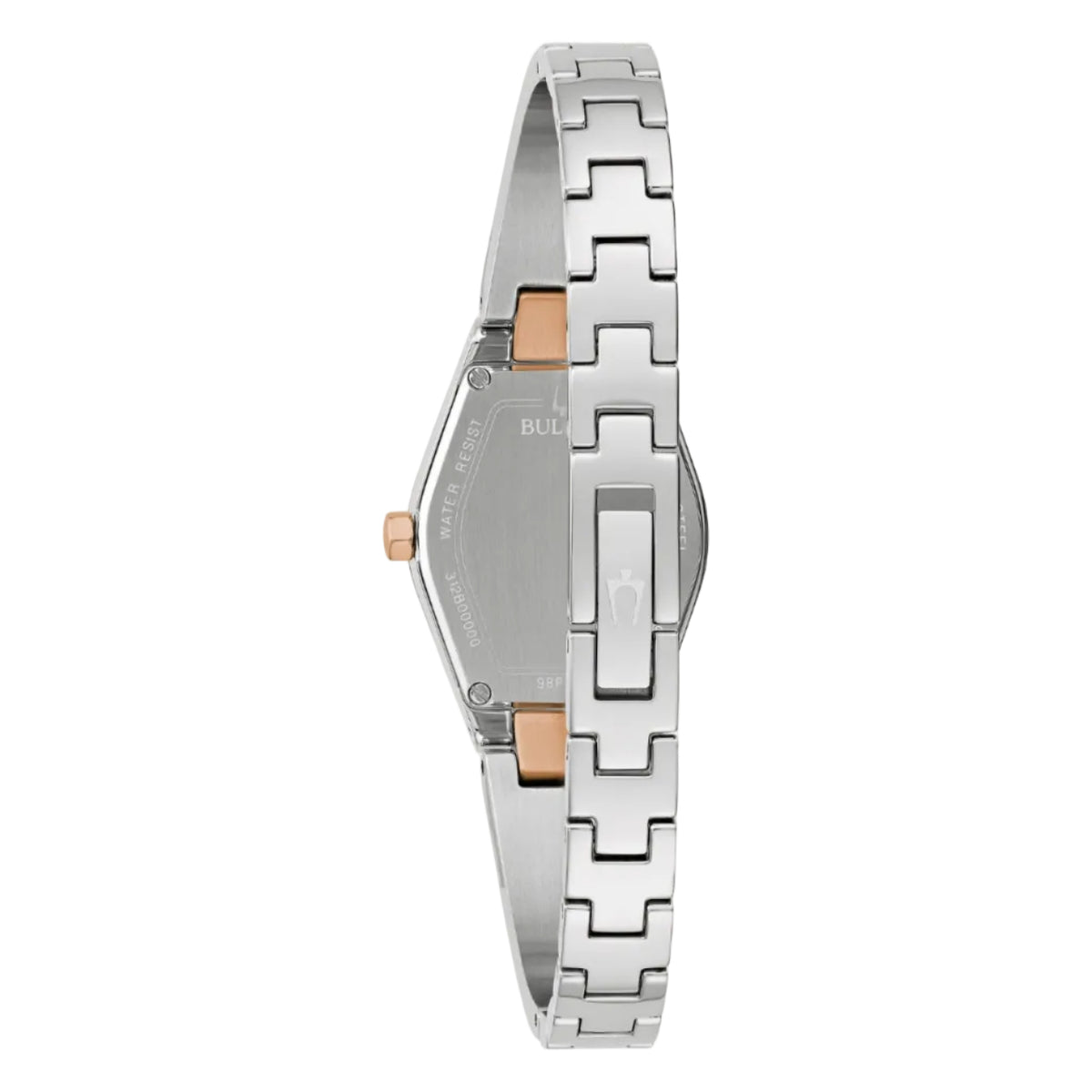Bulova Gemini PVD Rosa, Caratula Negra con Diamantes — Dama