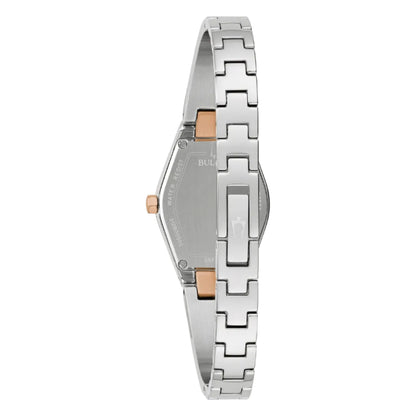 Bulova Gemini PVD Rosa, Caratula Negra con Diamantes — Dama