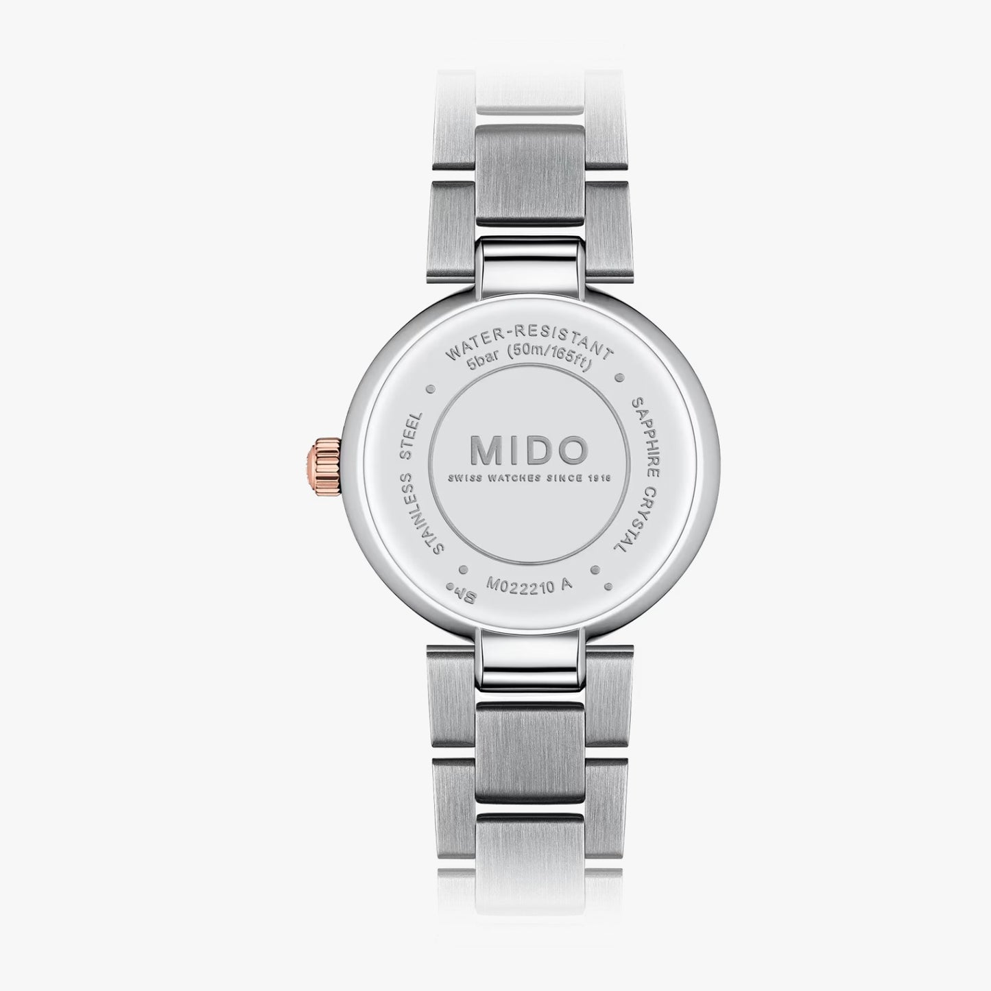 Mido Baroncelli Donna PVD Rosa, Carátula Plata con Diamantes — Dama