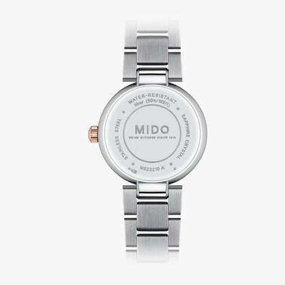 Mido Baroncelli Donna PVD Rosa, Carátula Plata con Diamantes — Dama