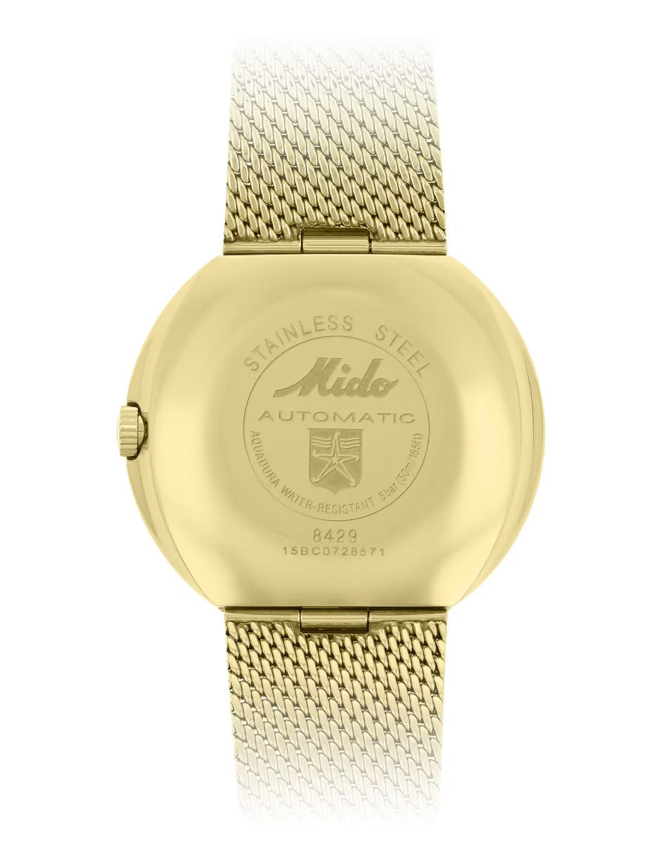 Mido Commander PVD Dorado, Carátula Negra — Caballero