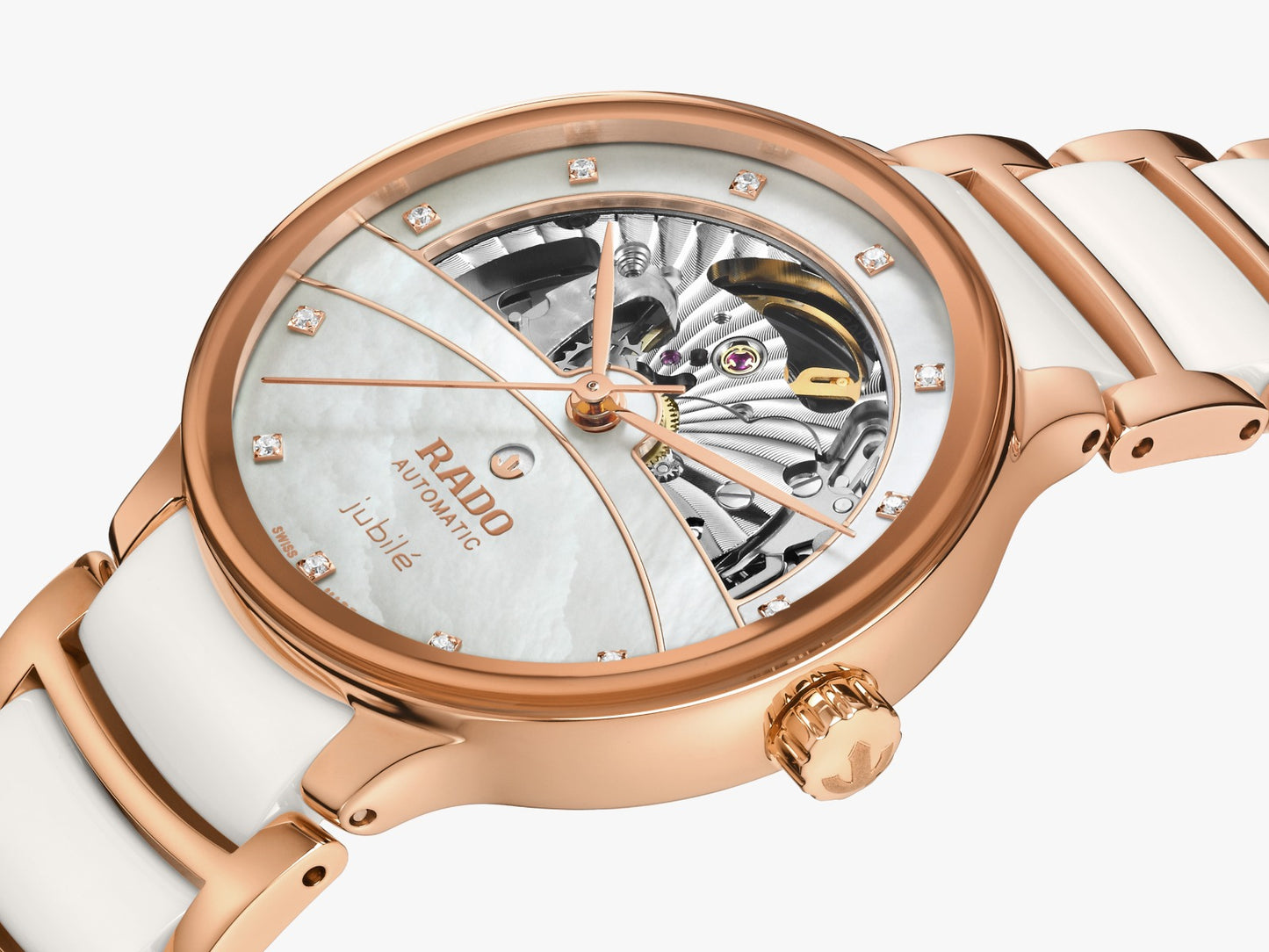 Rado Centrix Automatic Diamonds Open Heart PVD Rosa — Dama