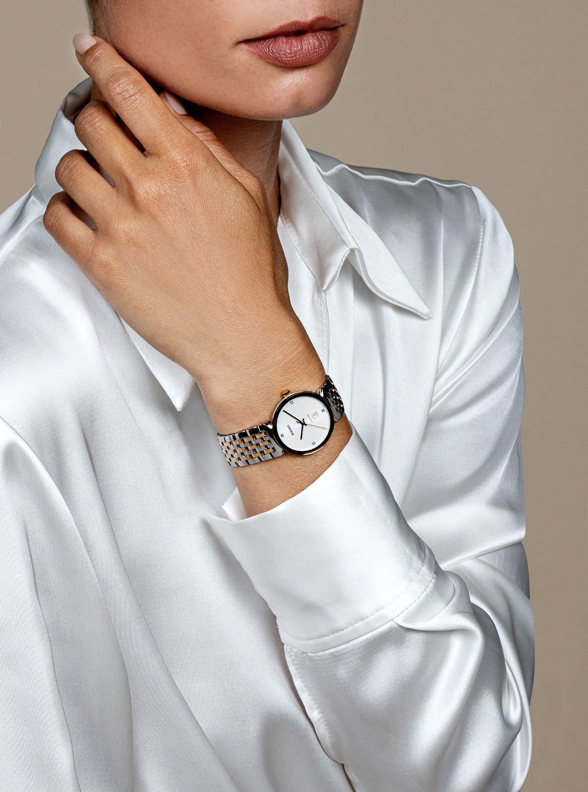 Rado Florence Classic Diamonds PVD Rosa, Carátula Beige — Dama