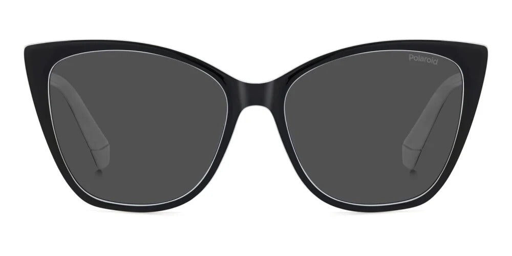 Polaroid Lentes de Sol, Marco Negro con Blanco — Dama