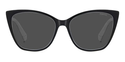 Polaroid Lentes de Sol, Marco Negro con Blanco — Dama
