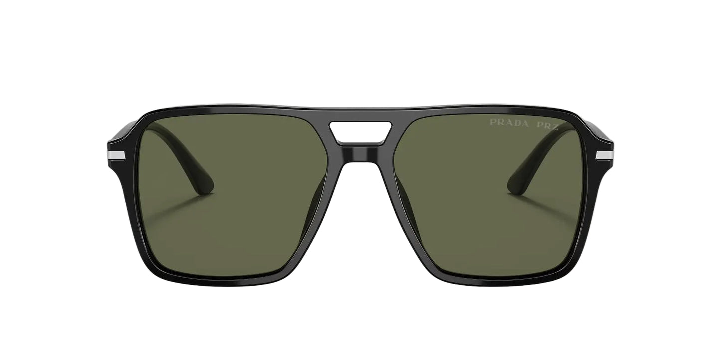 Prada Lentes de Sol, Marco Negro, Cristal Gris Oscuro — Caballero