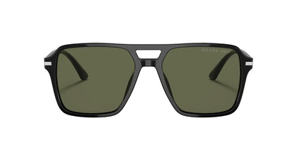 Prada Lentes de Sol, Marco Negro, Cristal Gris Oscuro — Caballero