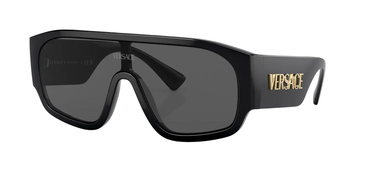 Versace Lentes de Sol, Marco Negro, Gris Oscuro — Unisex