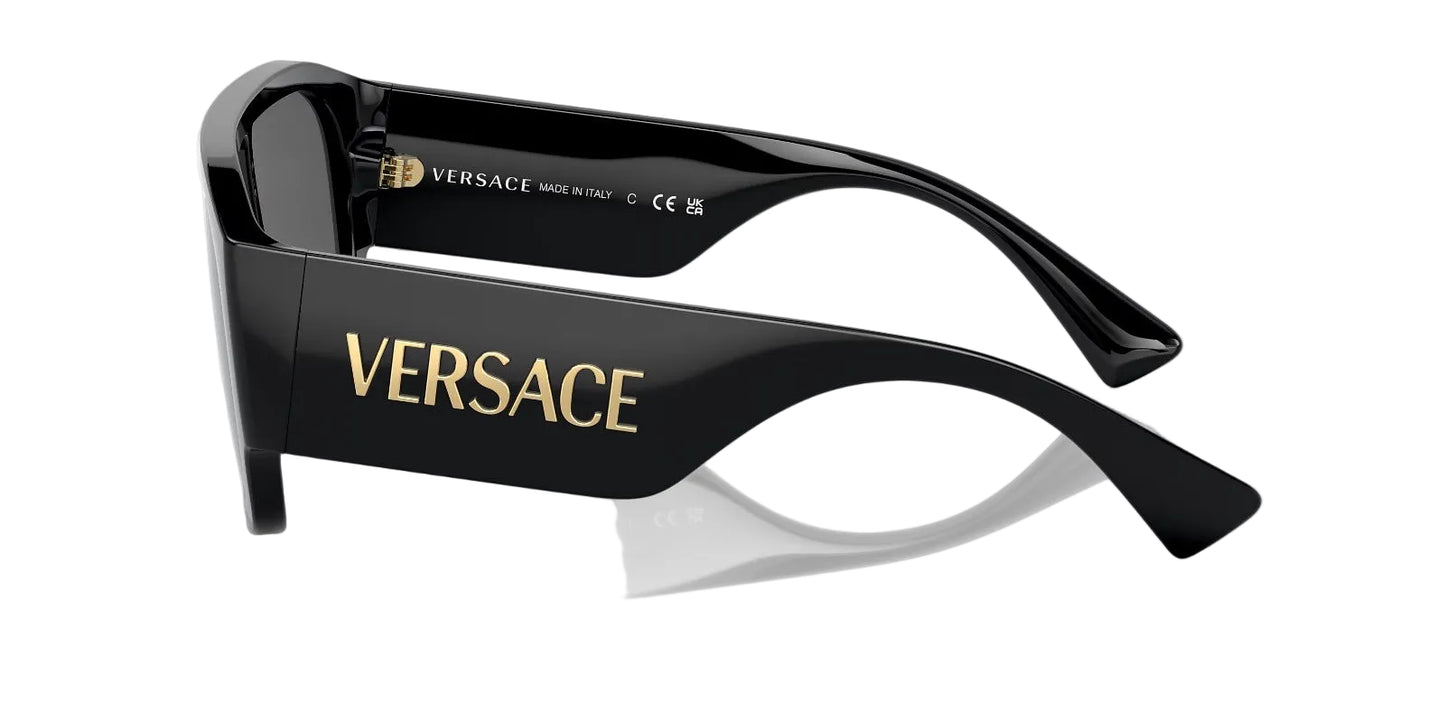Versace Lentes de Sol, Marco Negro, Gris Oscuro — Unisex