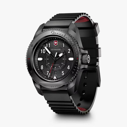 Victorinox Journey 1884, PVD Negro, Correa Caucho — Caballero