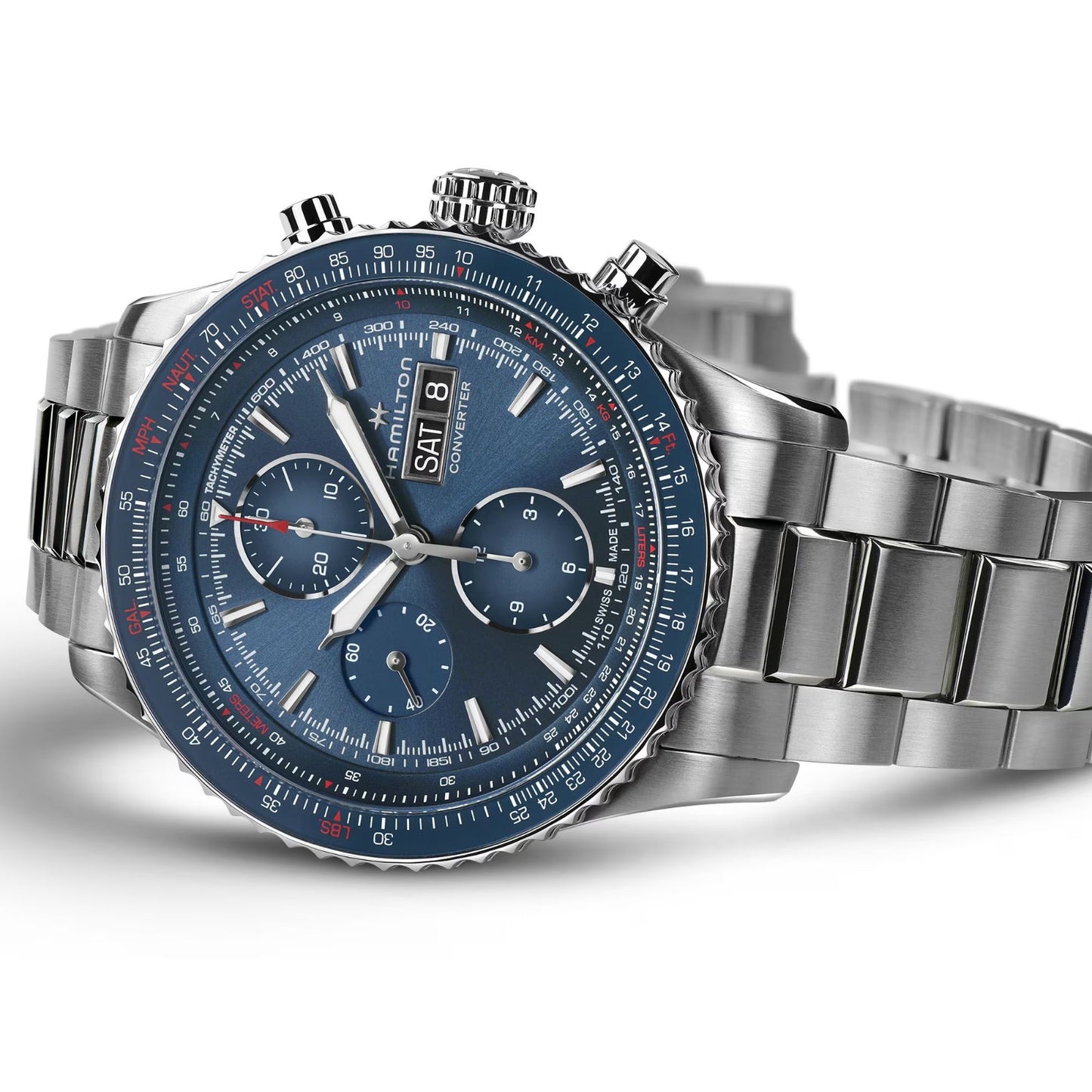 Hamilton Aviation Converter Auto Chrono, Carátula Azul — Caballero