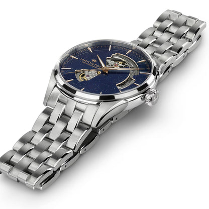 Hamilton Jazzmaster Open Heart Auto, Azul Degradado, Extensible Acero — Caballero