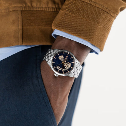 Hamilton Jazzmaster Open Heart Auto, Azul Degradado, Extensible Acero — Caballero