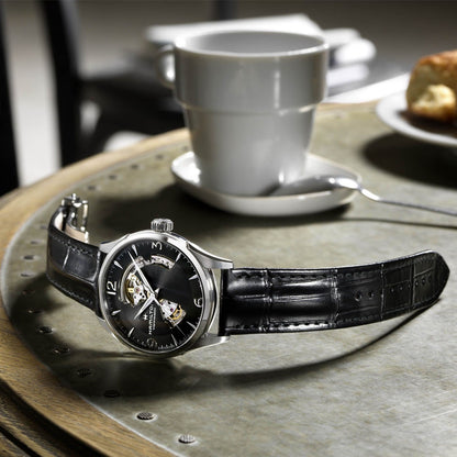 Hamilton Jazzmaster Open Heart Auto, Negro Degradado, Correa Piel — Caballero