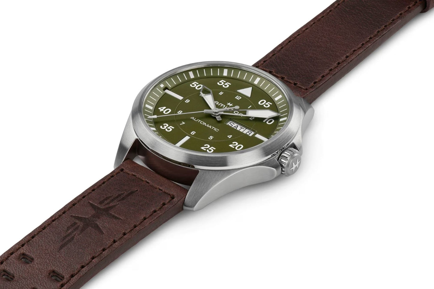 Hamilton Khaki Aviation Pilot Day Date Auto, Verde Oliva — Caballero