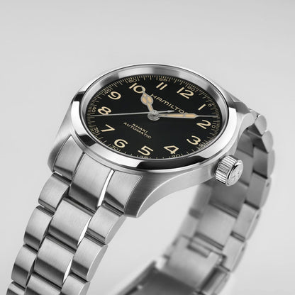 Hamilton Khaki Field Murph, Día-Fecha Central, Extensible Acero — Caballero