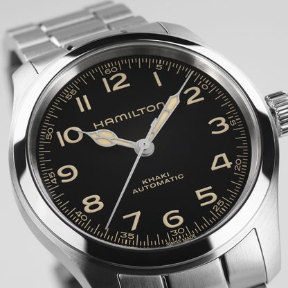 Hamilton Khaki Field Murph, Día-Fecha Central, Extensible Acero — Caballero