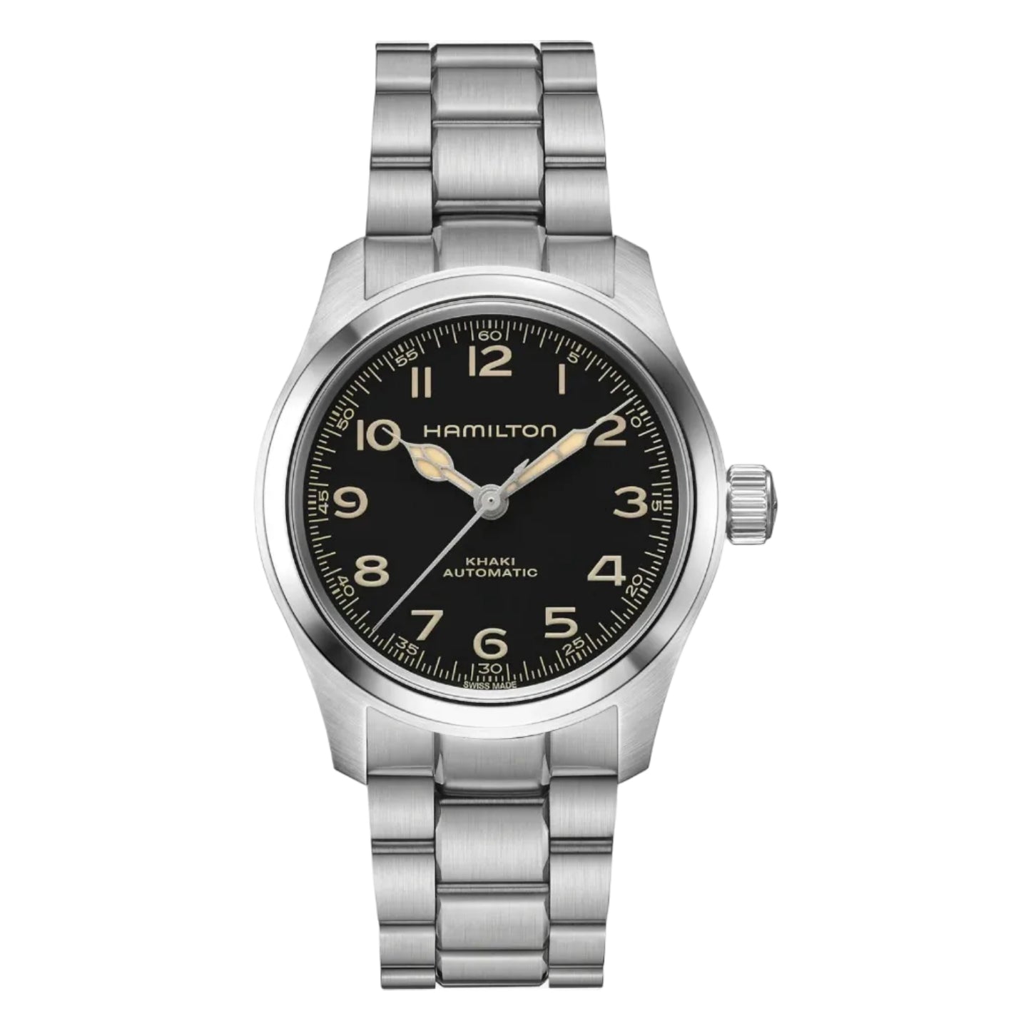 Hamilton Khaki Field Murph, Día-Fecha Central, Extensible Acero — Caballero