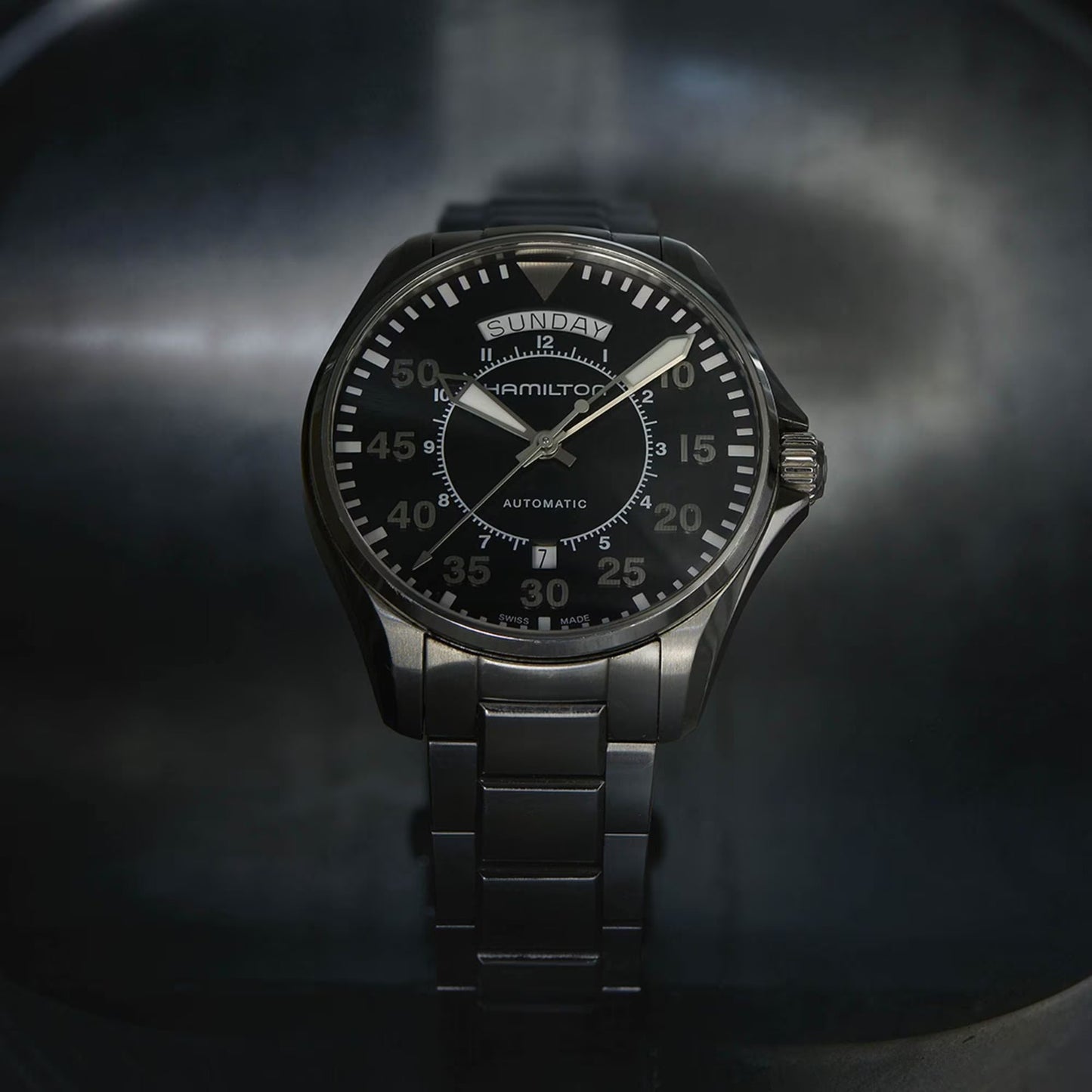Hamilton Khaki Aviation Pilot Day Date Auto, Carátula Negra — Caballero