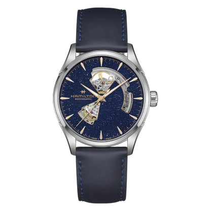 Hamilton Jazzmaster Open Heart Auto, Azul, Correa Piel — Caballero