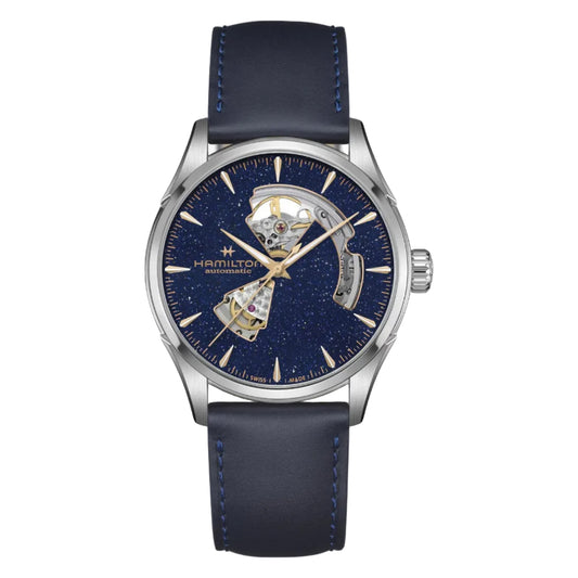 Hamilton Jazzmaster Open Heart Auto, Azul, Correa Piel — Caballero