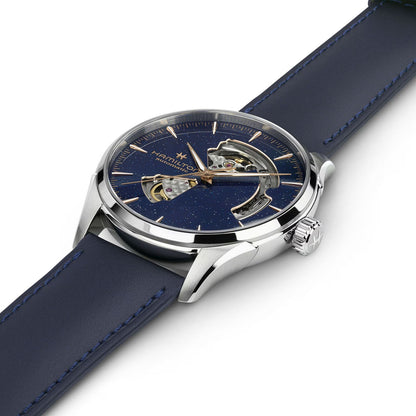 Hamilton Jazzmaster Open Heart Auto, Azul, Correa Piel — Caballero